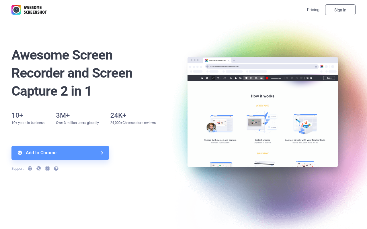 Awesome Screenshot homepage