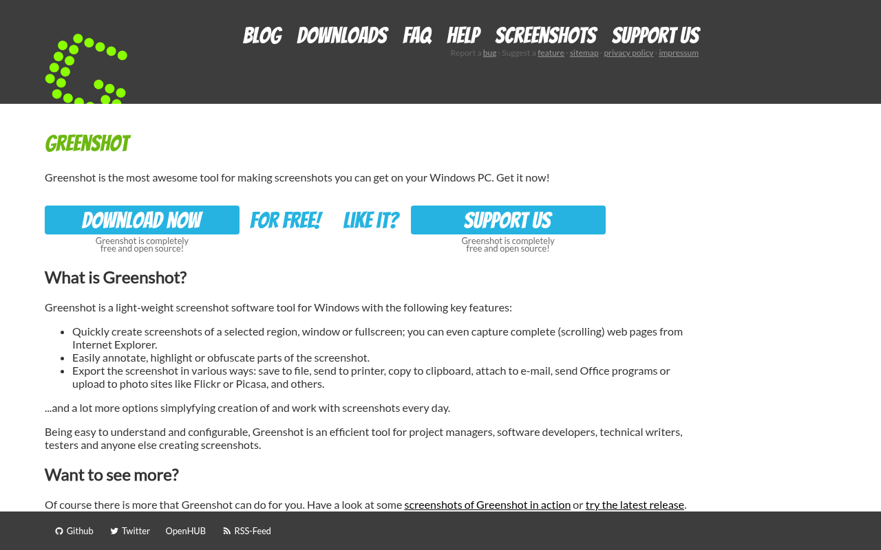 Greenshot homepage