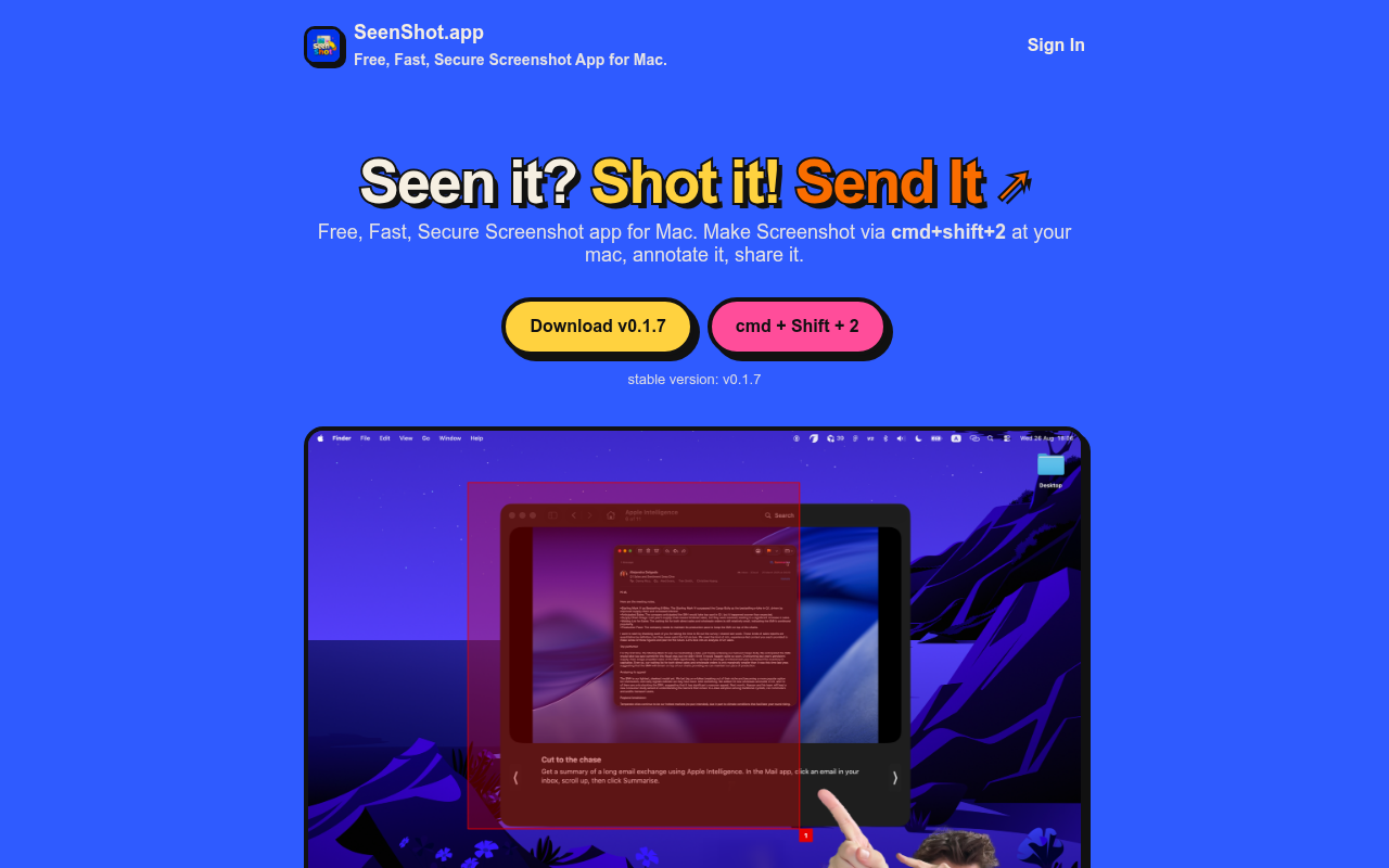 SeenShot homepage